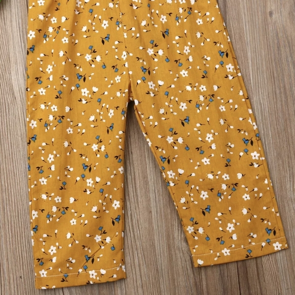 Fall Thanksgiving Dress Capri Jumpsuit Floral Spring  Girl Outfit Clothes Romper - Picture 5 of 5